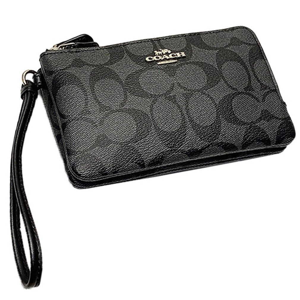 Coach f87591 double corner zip wristlet in signature Clearance