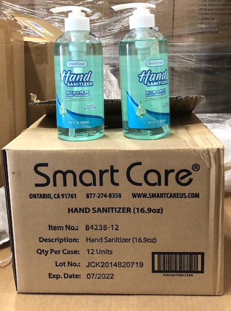 12 Bottles Of SmartCare Hand Sanitizer16.9fl oz with Aloe Vera and Vitamin E ,Expire 07/2022
